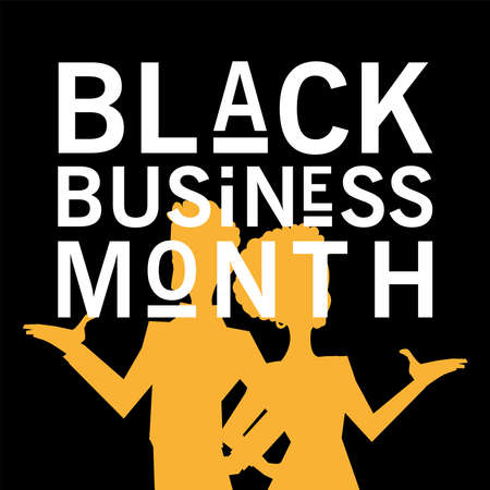 Black business month with afro woman and man silhouette design of economic equality and celebration theme Vector illustrationのイラスト素材