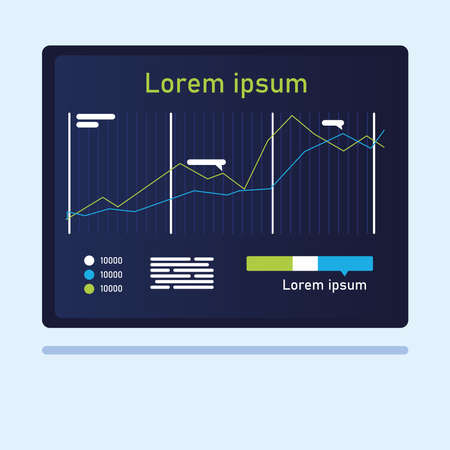 increase line chart infographic design, Data information and analytics theme Vector illustrationのイラスト素材
