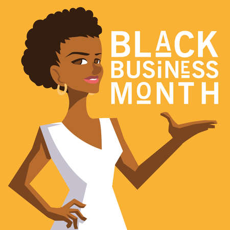Black business month with afro woman cartoon design of economic equality and celebration theme Vector illustrationのイラスト素材