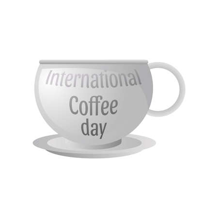 international coffee day label with cup of coffee on white background vector illustration designのイラスト素材