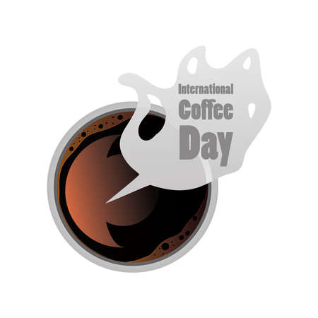 international coffee day label with a cup of steaming coffee vector illustration designのイラスト素材
