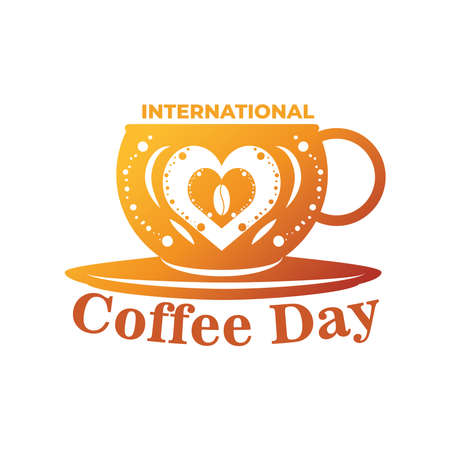 international coffee day label with cup of coffee vector illustration designのイラスト素材