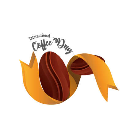 international coffee day label with coffee beans vector illustration designのイラスト素材