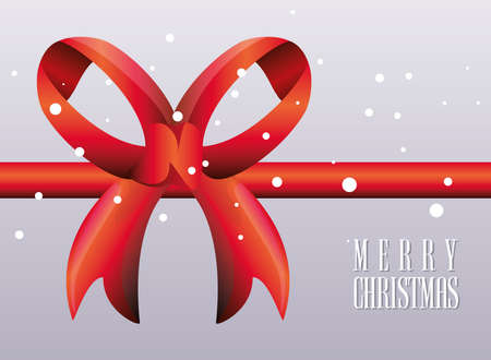 merry christmas label with red gift ribbon vector illustration designのイラスト素材