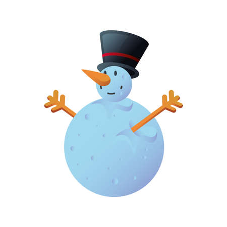 snowman raising hands with top hat on white background vector illustration designのイラスト素材