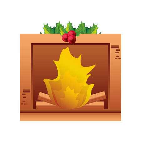 fireplace with christmas decoration on white background vector illustration designのイラスト素材