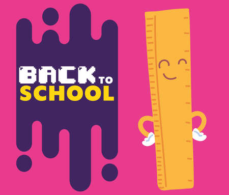 ruler cartoon design, Back to school education class lesson theme Vector illustrationのイラスト素材