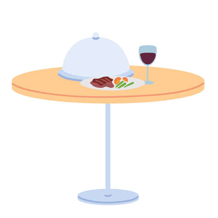 Restaurant table with served food on white background vector illustration designのイラスト素材