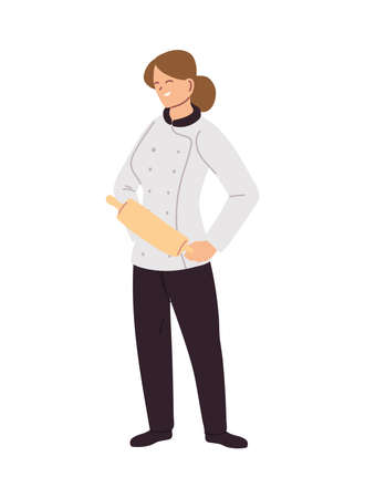 woman chef professional with roller vector illustration designのイラスト素材