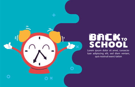 clock cartoon design, Back to school education class lesson theme Vector illustrationのイラスト素材