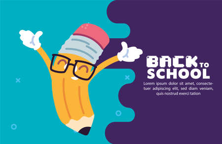 pencil cartoon design, Back to school education class lesson theme Vector illustrationのイラスト素材