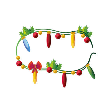 christmas decorative lights on white background vector illustration designのイラスト素材