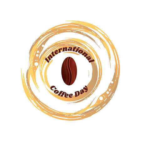 international coffee day label with a coffee bean on white background vector illustration designのイラスト素材