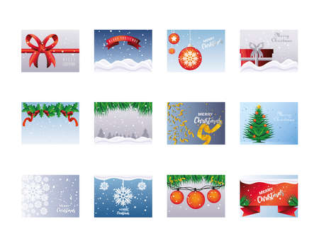 set of merry christmas banners vector illustration designのイラスト素材