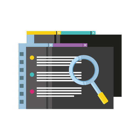 data analysis document financial report with magnifying glass detailed vector illustrationのイラスト素材