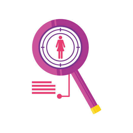 data analysis female avatar magnifier detailed vector illustrationのイラスト素材