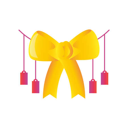 shopping day, gift bow with hanging tag price offer vector illustration detailedのイラスト素材