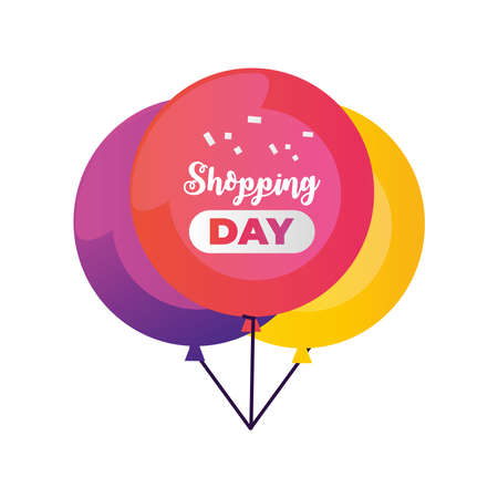 shopping day balloons text promotion marketing vector illustration detailedのイラスト素材