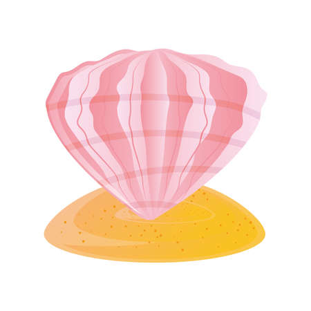 summer vacation travel, shell in the sand vector illustration detailed styleのイラスト素材