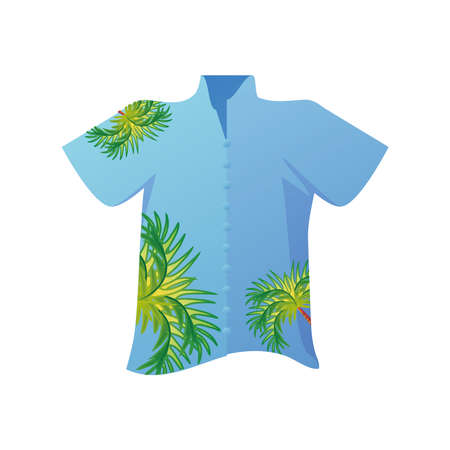summer vacation travel, male shirt tropical leaves print vector illustration detailed styleのイラスト素材