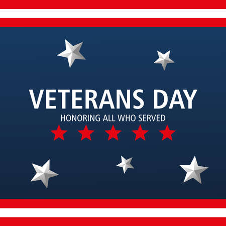 happy veterans day, greeting card with stars background vector illustrationのイラスト素材