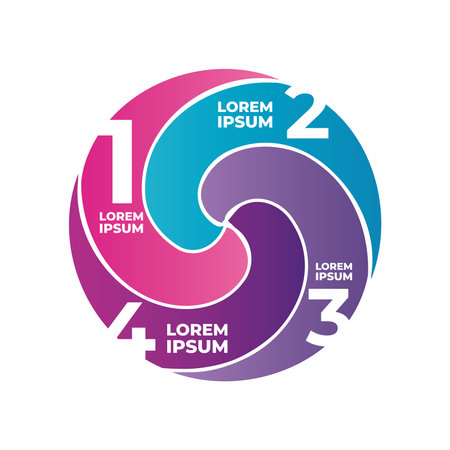 infographic shape swirl with four options or steps for presentation vector illustration
