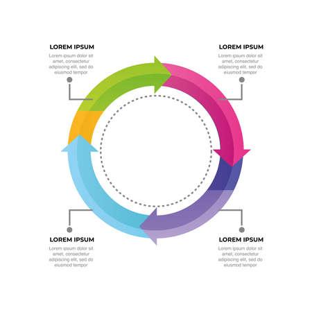 infographic circle arrows workflow layout template vector illustrationのイラスト素材