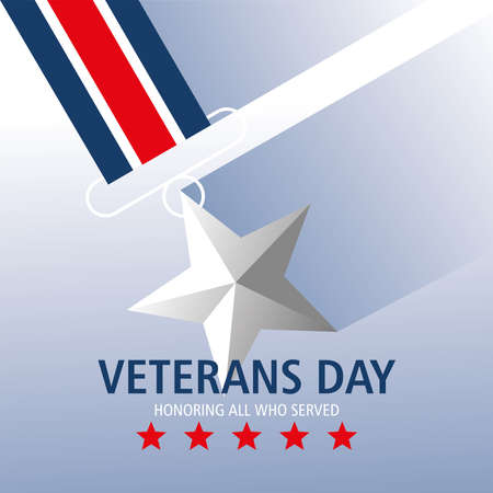 happy veterans day, honoring all who served medal star vector illustrationのイラスト素材