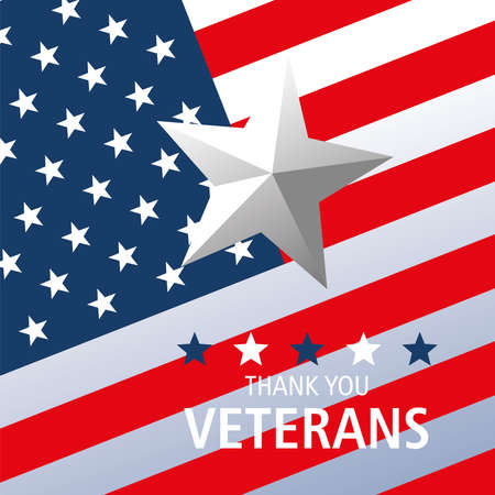 happy veterans day, star on american flag card vector illustrationのイラスト素材