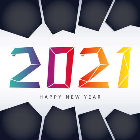 2021 happy new year greeting card celebration vector illustrationのイラスト素材