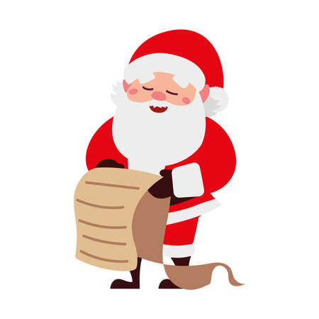 christmas santa claus check list cartoon character vector illustrationのイラスト素材
