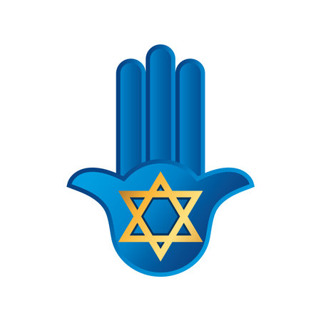 hanukkah, jewish hamsa holiday celebration religion flat icon vector illustration