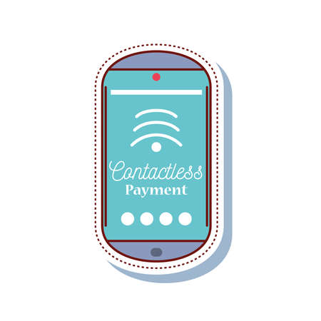 coronavirus covid 19, smartphone app contactless payment vector illustration sticker iconのイラスト素材