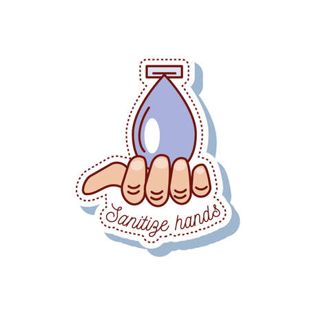 coronavirus covid 19, sanitize hands vector illustration sticker iconのイラスト素材