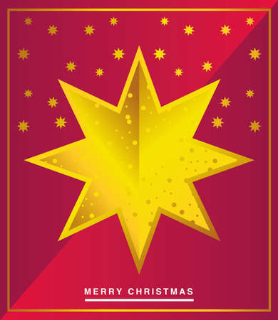 merry christmas, golden big star and red background vector illustrationのイラスト素材