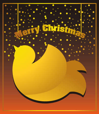 merry christmas, golden pigeon and snow, paper cut out vector illustrationのイラスト素材