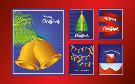 merry christmas, decorative cards season celebration icons vector illustrationのイラスト素材