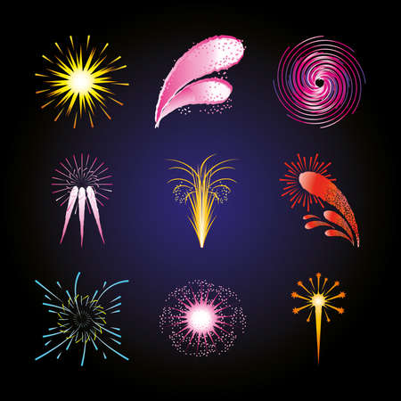 fireworks celebration carnival festive party set icons vector illustrationのイラスト素材