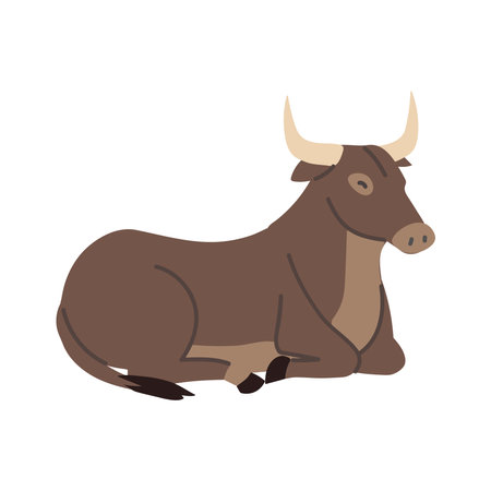 ox lies on the floor icon design on white background vector illustrationのイラスト素材