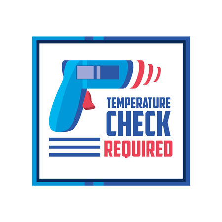 prevention of covid 19, sign board temperature check required vector illustration