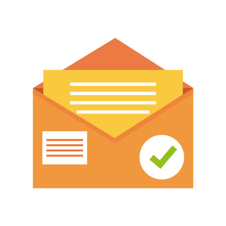 delivery mail envelope service courier check mark icon vector illustrationのイラスト素材