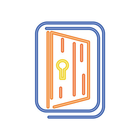 door neon light, entrance sign icon on white background vector illustrationのイラスト素材