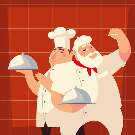 professional chefs worker restaurant service catering vector illustrationのイラスト素材