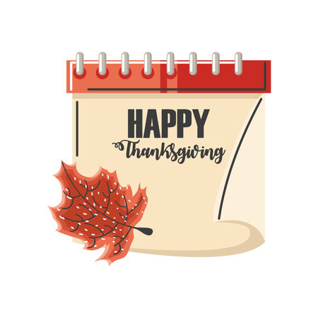 happy thanksgiving calendar with maple leaf reminder date vector illustrationのイラスト素材