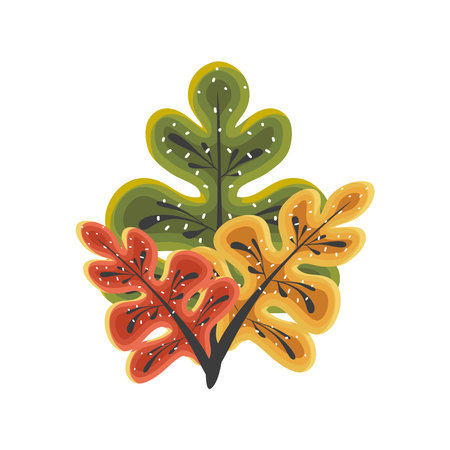 autumn foliage leaves vegetation natural vector illustrationのイラスト素材