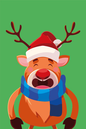merry christmas reindeer design, winter season and decoration theme Vector illustrationのイラスト素材