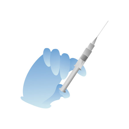 medical glove with injection design of care health and emergency theme Vector illustrationのイラスト素材