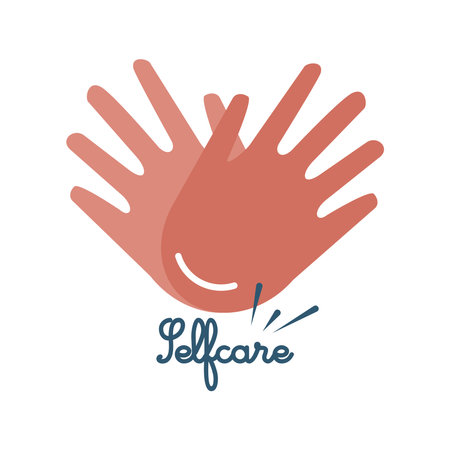 covid 19 virus sticker of selfcare with hands design of 2019 ncov cov and coronavirus theme Vector illustrationのイラスト素材