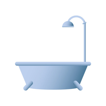 bathtub with shower bathroom equipment icon design vector illustrationのイラスト素材