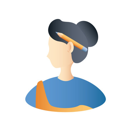 home remodeling repair woman with pencil to ear icon design vector illustrationのイラスト素材